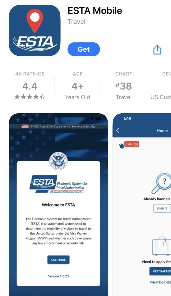 ESTA申請モバイルアプリ