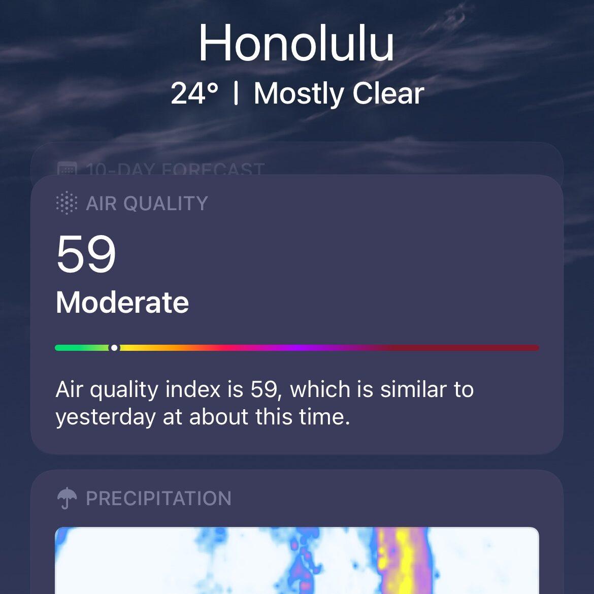 ハワイの空気クオリティ